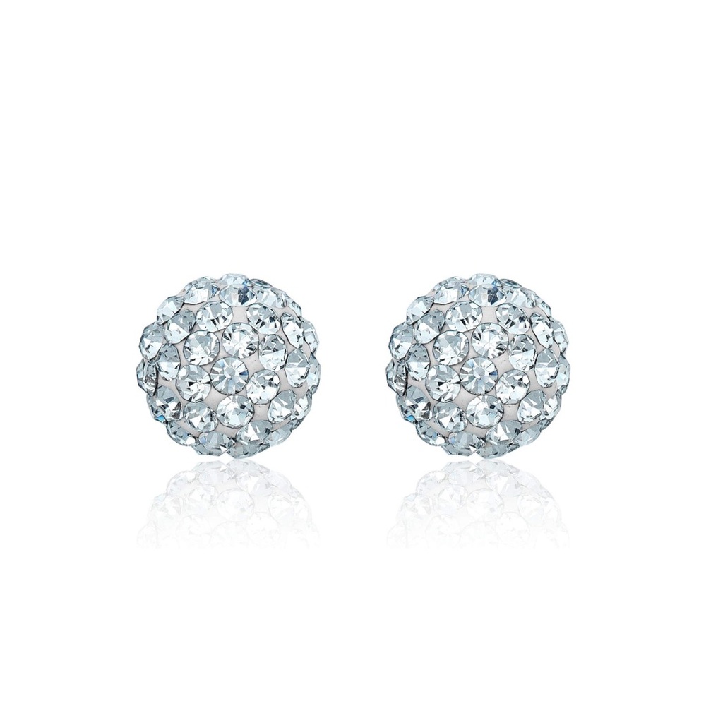 10k Solid Yellow Gold White Swarovski Earrings